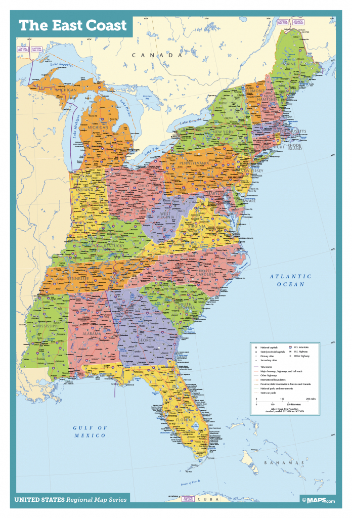 Map Of East Coast Usa States With Cities Map United States Printable - Printable Map Of Usa With States And Cities