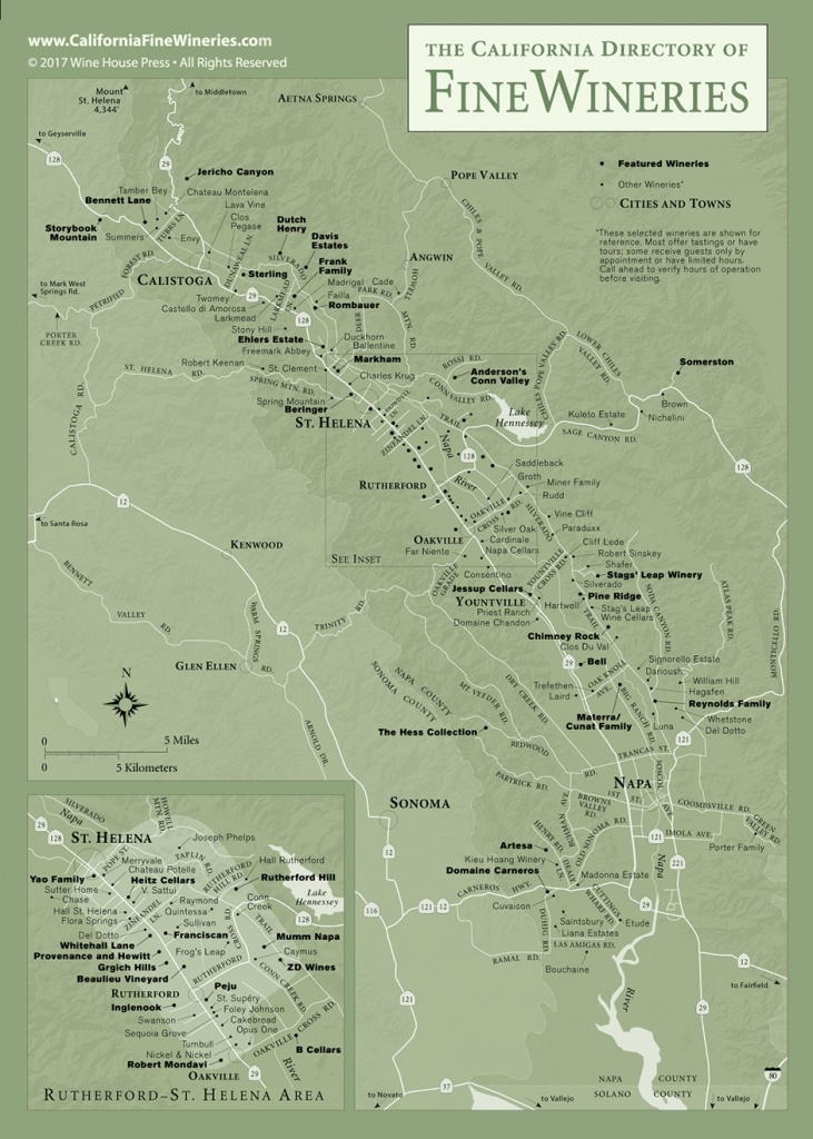 Map Of Fine Wineries In Napa Valley California - California Wine Country Map Napa