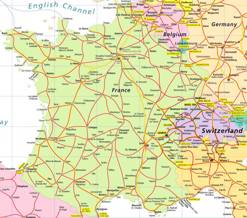 Map Of France And Switzerland - Recana Masana - Printable Road Map Of France