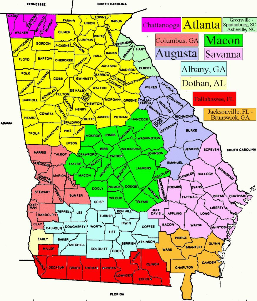 Georgia Regions Map Printable