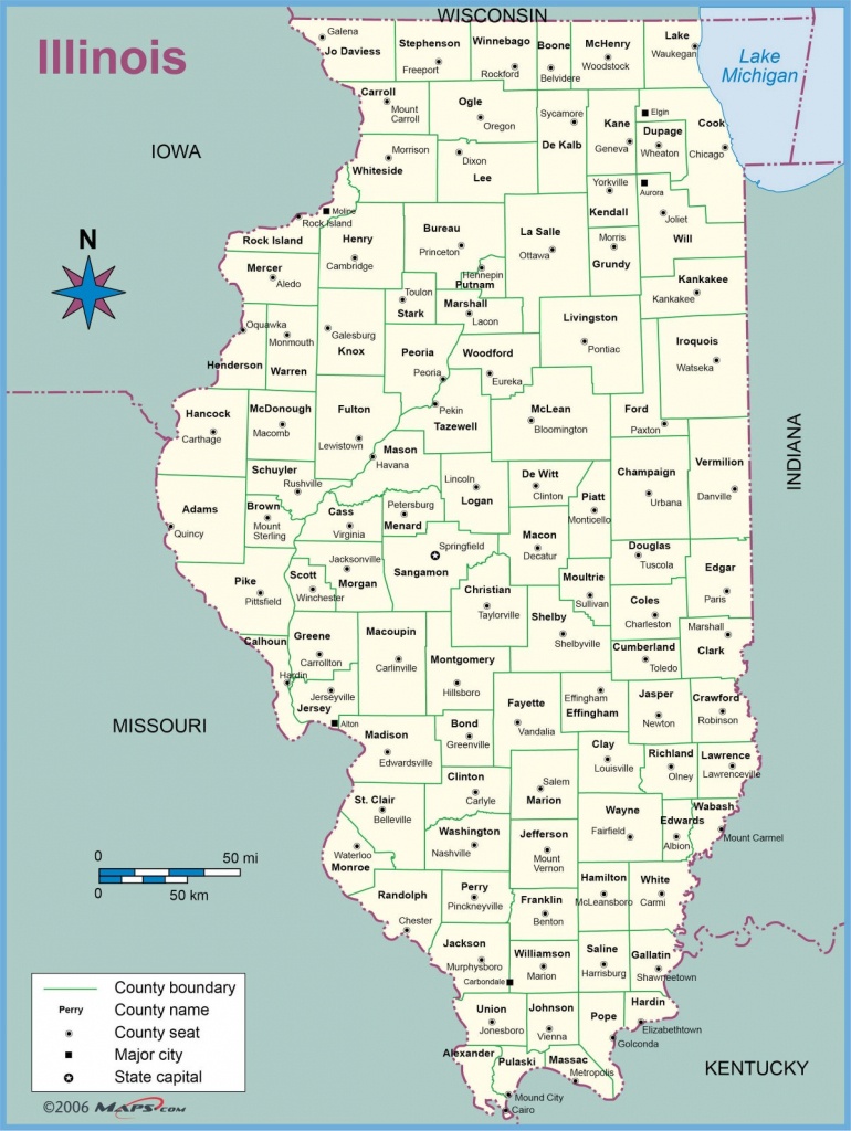 Map Of Illinois Counties With Names Towns Cities Printable - Illinois County Map Printable