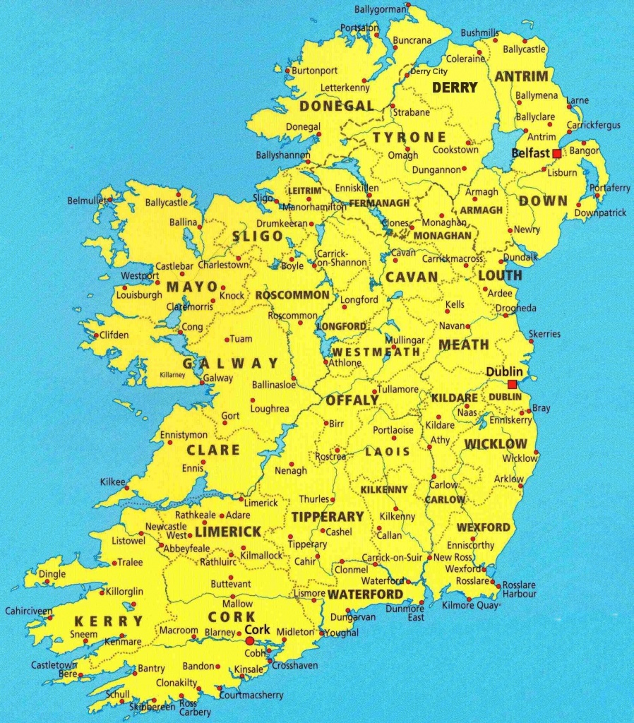 Map Of Irish Cities And Travel Information | Download Free Map Of - Printable Map Of Ireland Counties And Towns