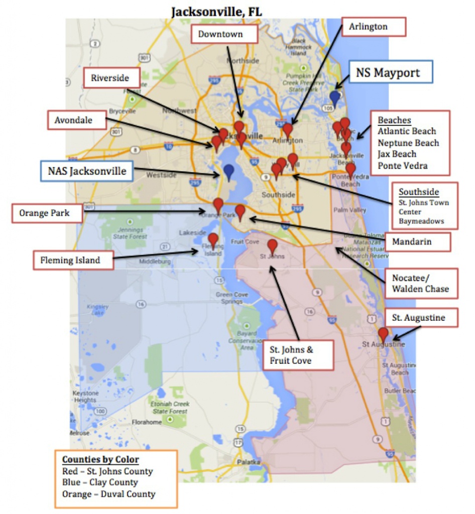 Map Of Jacksonville &amp;amp; Mayport, Florida | Military Town Advisor - Map To Jacksonville Florida