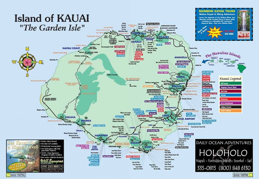 Map Of Kauai | Kauai Island, Hawaii Tourist Map See Map Details From - Printable Map Of Kauai