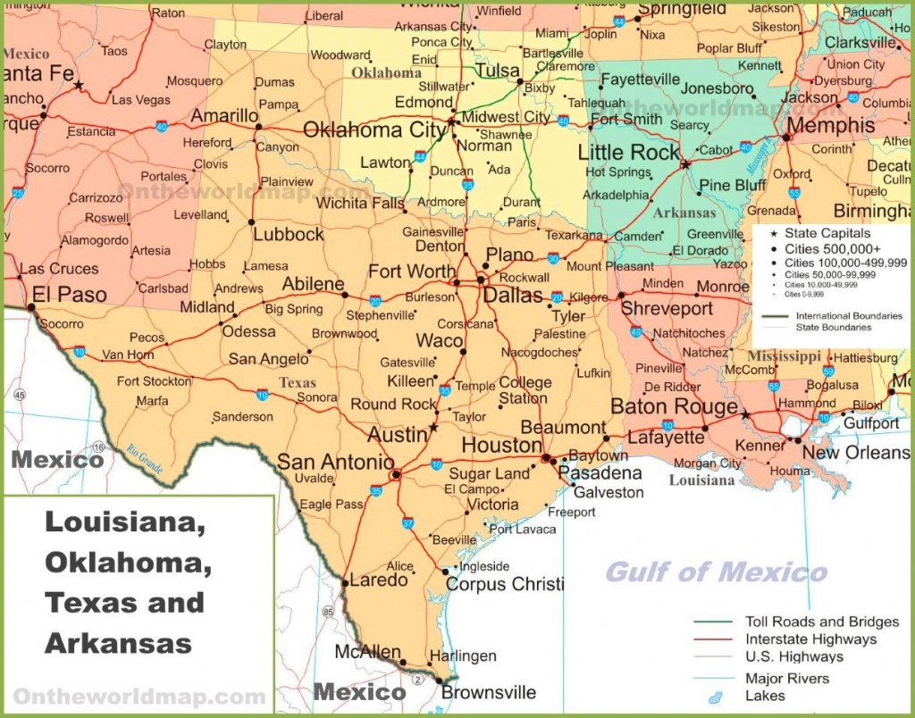 Map Of Louisiana, Oklahoma, Texas And Arkansas - Map Of Texas And Arkansas