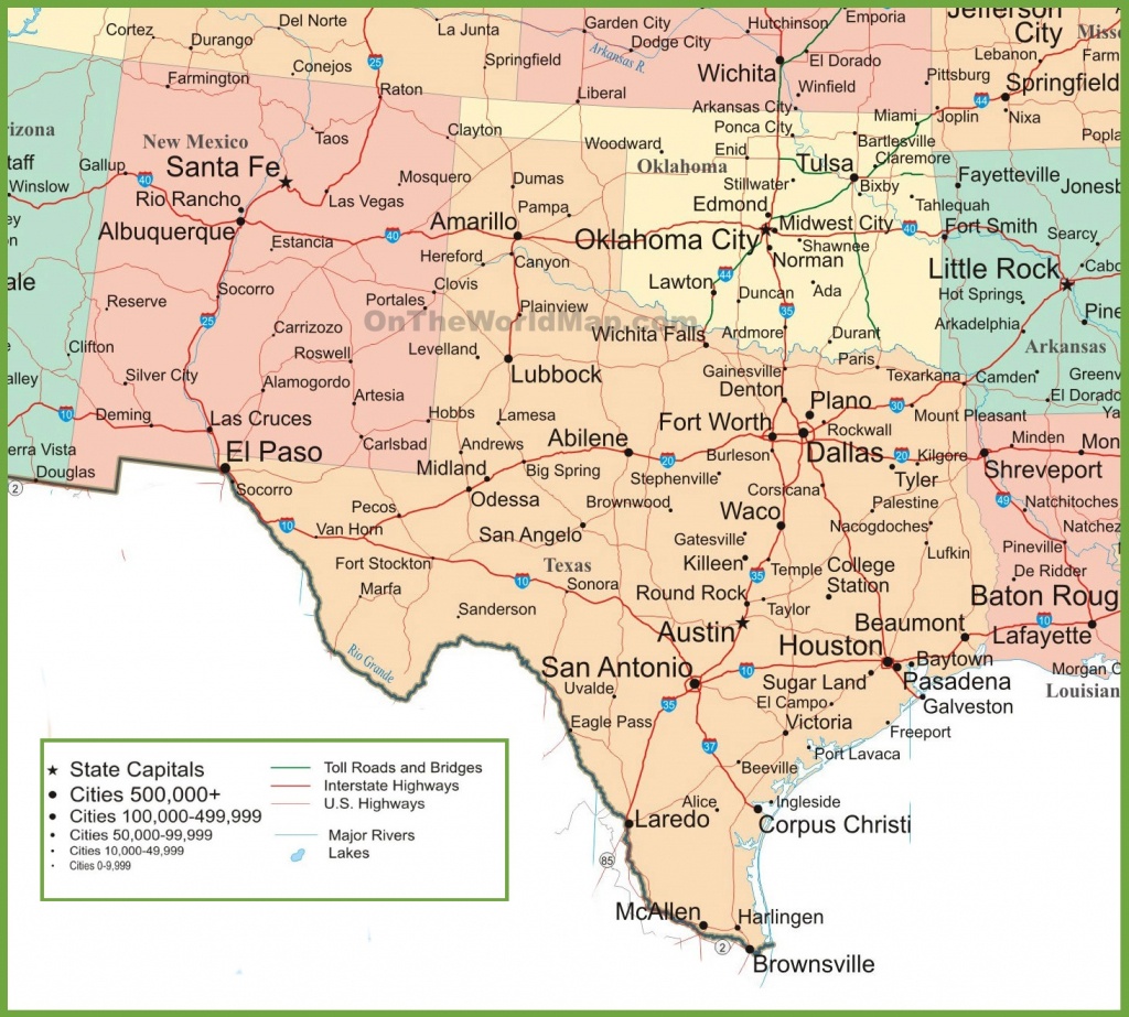 Map Of New Mexico, Oklahoma And Texas - Texas Panhandle Road Map