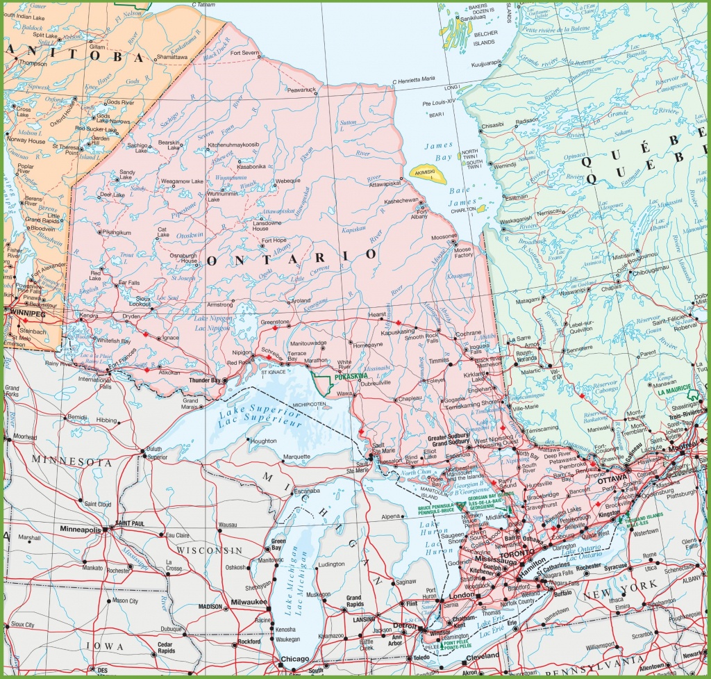 Map Of Ontario With Cities And Towns - Free Printable Map Of Ontario