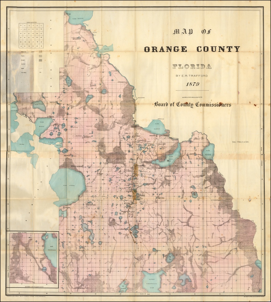 Map Of Orange County Floridae.r. Trafford 1879. Adopted As The - Sanford Florida Map