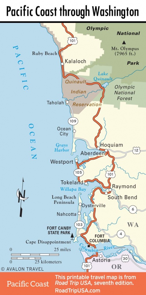 Map Of Pacific Coast Through Southern Washington Coast. | Bucket - Washington Oregon California Coast Map
