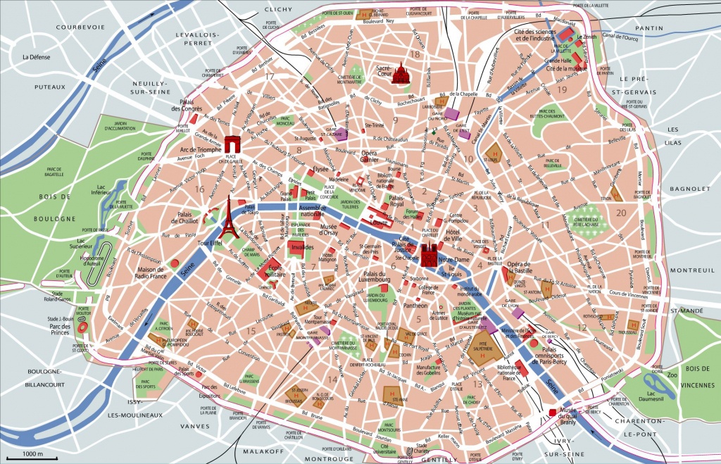 Map Of Paris Tourist Attractions, Sightseeing &amp;amp; Tourist Tour - Paris Street Map Printable