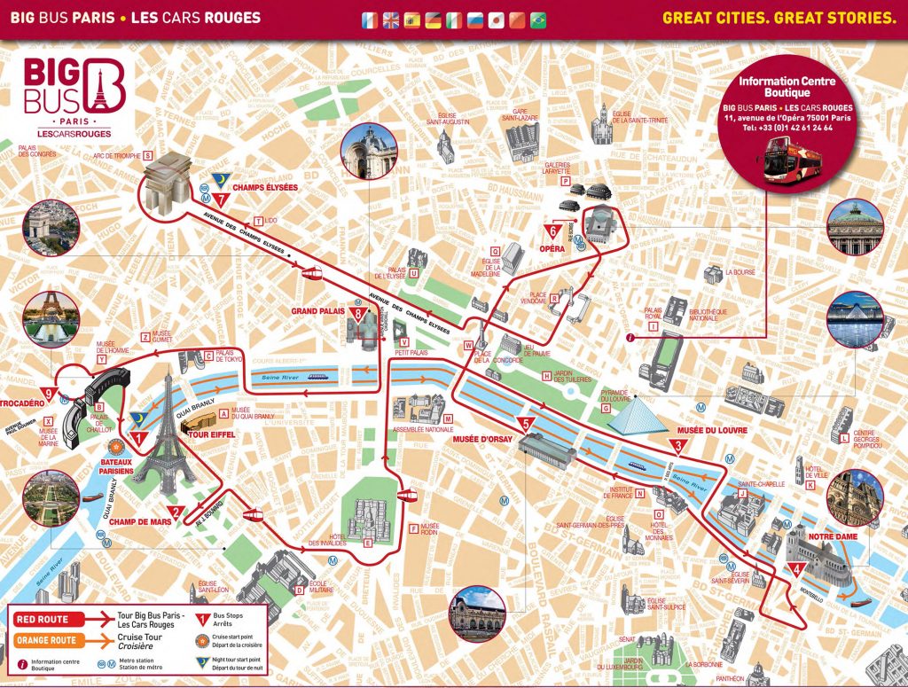 Map Of Paris Tourist Attractions, Sightseeing & Tourist Tour - Printable Walking Map Of Paris