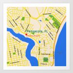 Map Of Pensacola, Fl Art Printefratul | Society6   Printable Map Of Pensacola Florida