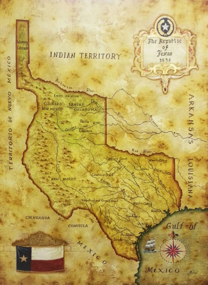 Republic Of Texas Map Framed