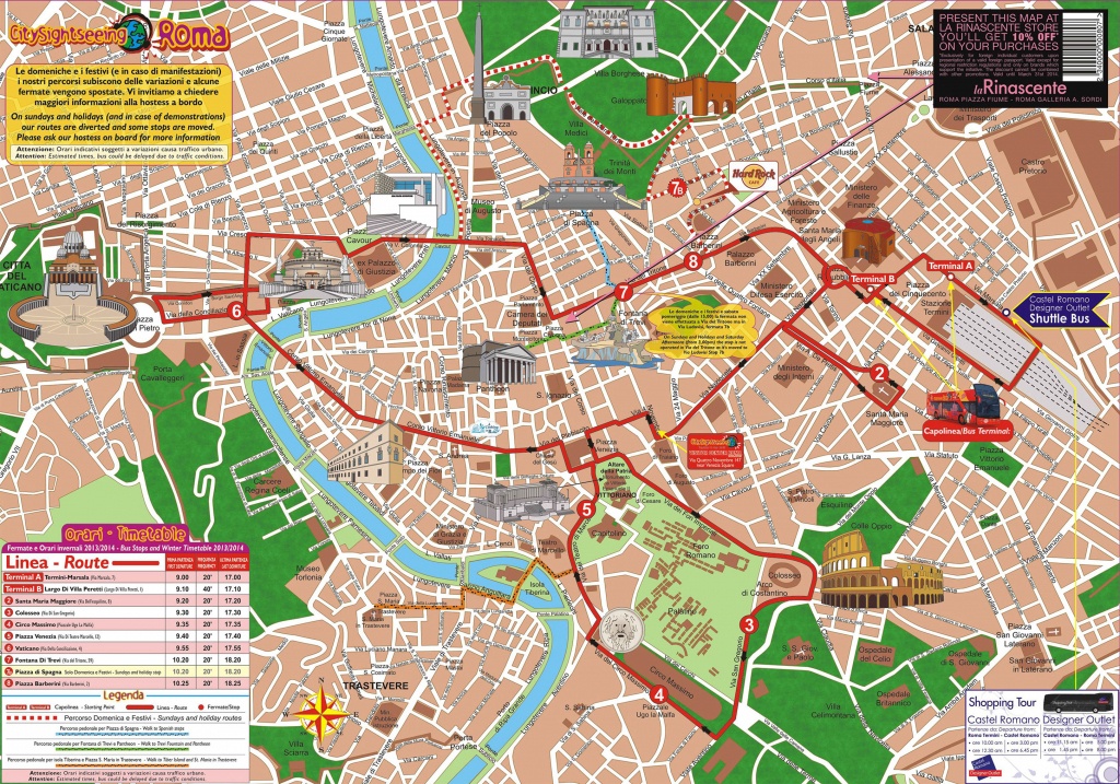 Map Of Rome Tourist Attractions, Sightseeing &amp;amp; Tourist Tour - Printable Map Of Rome Attractions
