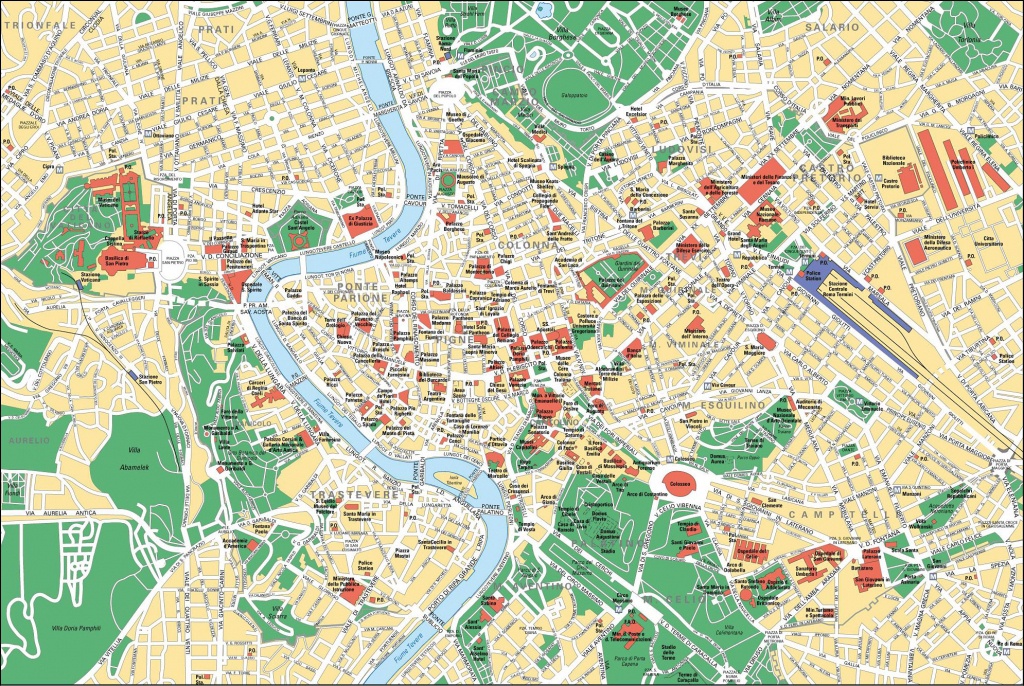 Map Of Rome Tourist Attractions, Sightseeing &amp;amp; Tourist Tour - Rome City Map Printable