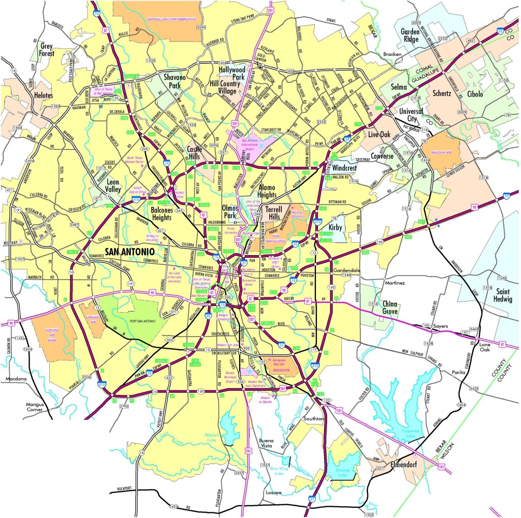 Map Of San Antonio Texas And Surrounding Area - San Antonio Tx Map - Detailed Map Of San Antonio Texas