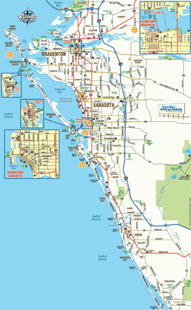 Map Of Sarasota And Bradenton Florida - Welcome Guide-Map To - Map Of Florida Cities And Beaches