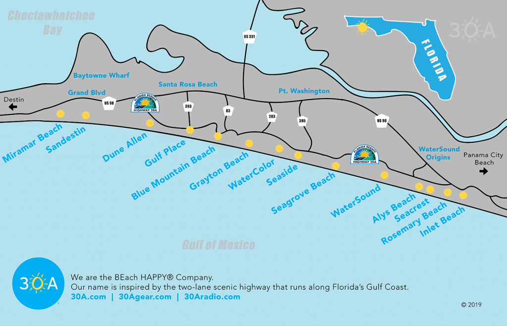 Map Of Scenic 30A And South Walton, Florida - 30A - Mexico Beach Florida Map