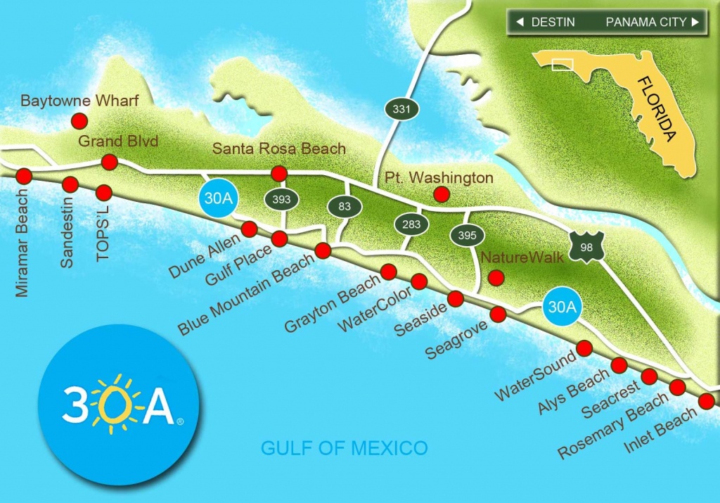Map Of Scenic Highway 30A/south Walton, Fl Beaches | Florida: The - Ft Walton Florida Map