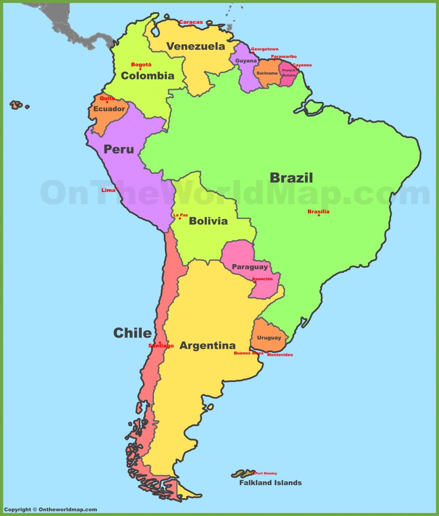 Map Of South America With Countries And Capitals - Printable Map Of South America With Countries