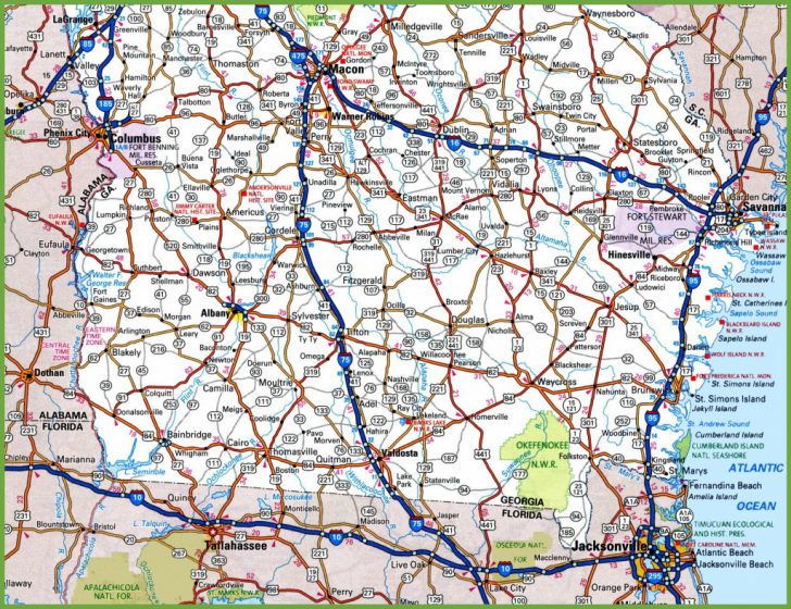 Road Map Of Georgia And Florida