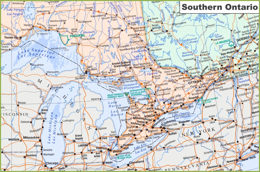 Map Of Southern Ontario - Free Printable Map Of Ontario