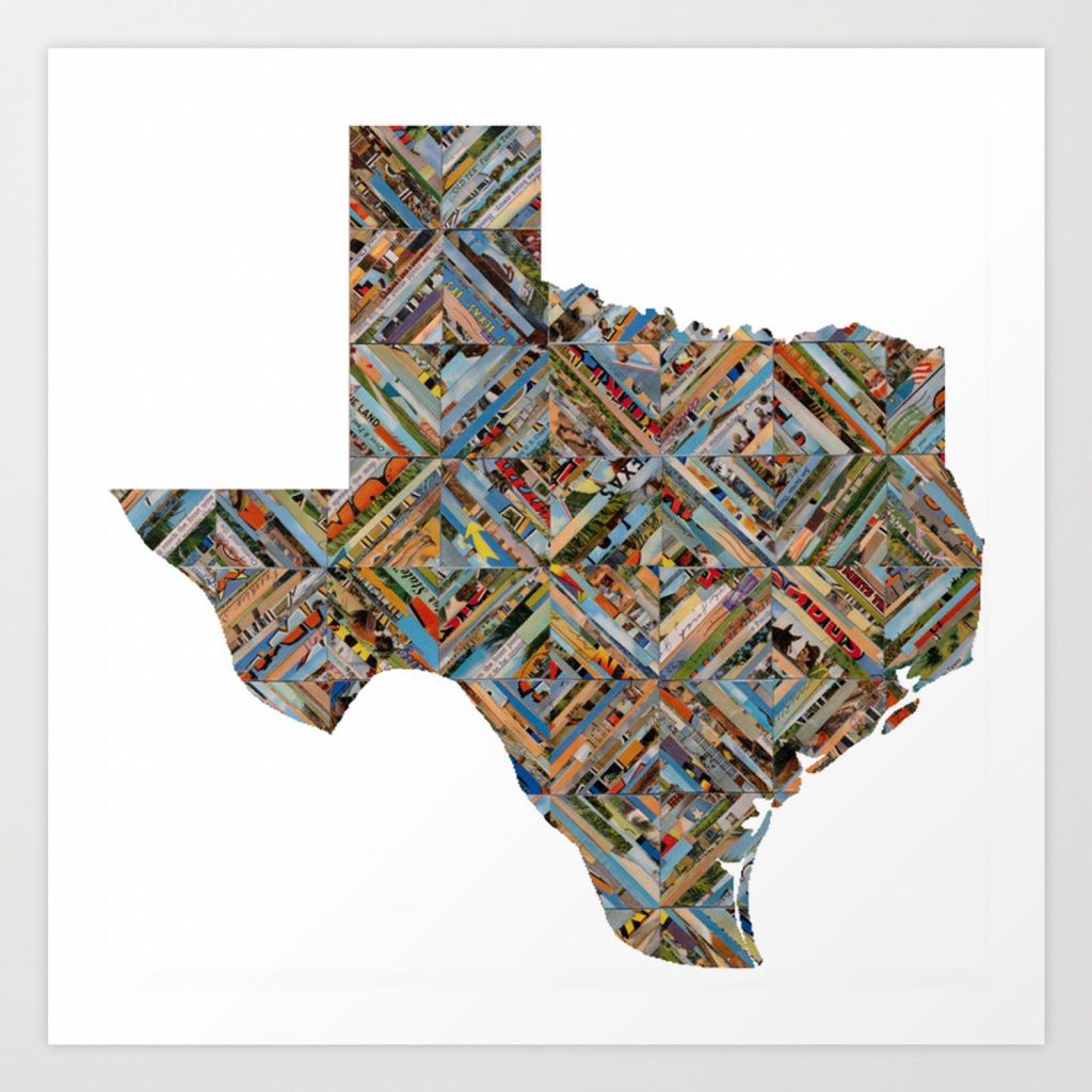 Map Of Texas Art Printtofu | Society6 - Map Of Texas Art