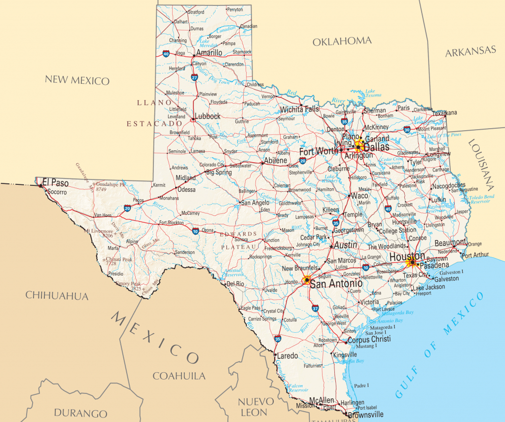 Map Of Texas Cities And Roads And Travel Information | Download Free - State Map Of Texas Showing Cities