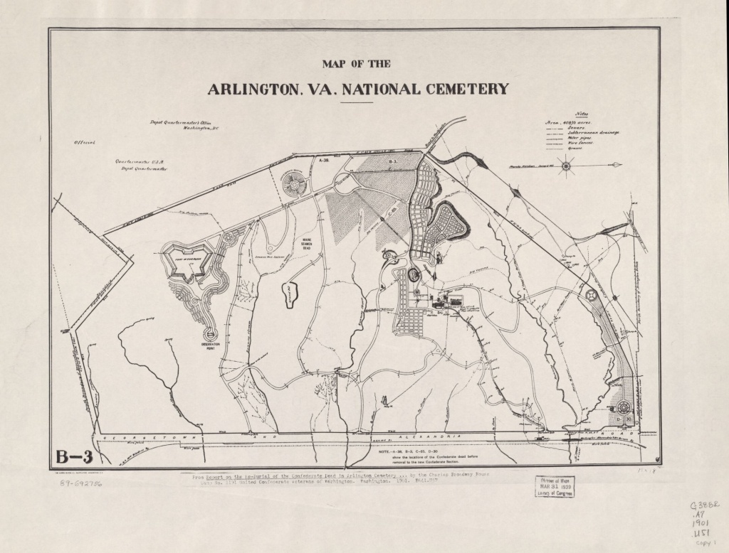 Map Of The Arlington, Va. National Cemetery | Library Of Congress - Printable Map Of Arlington National Cemetery