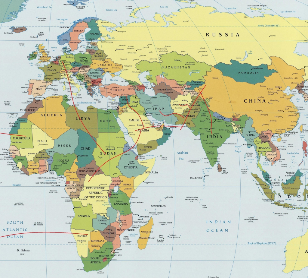 Политическая карта Евразии и Африки
