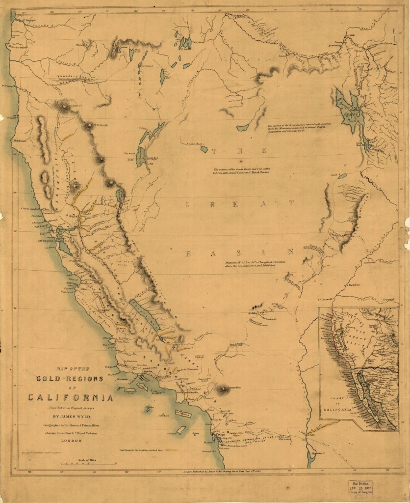 Map Of The Gold Regions Of California. | Library Of Congress - California Gold Mines Map