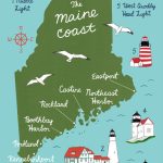 Map Of The Maine Coast 11X17 Poster | Etsy   Printable Map Of Maine Lighthouses