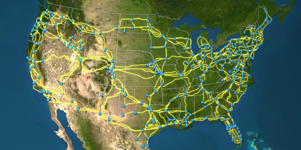 Map Of Us Long-Haul Fiber-Optic Cable Network - Business Insider - Texas Fiber Optic Map