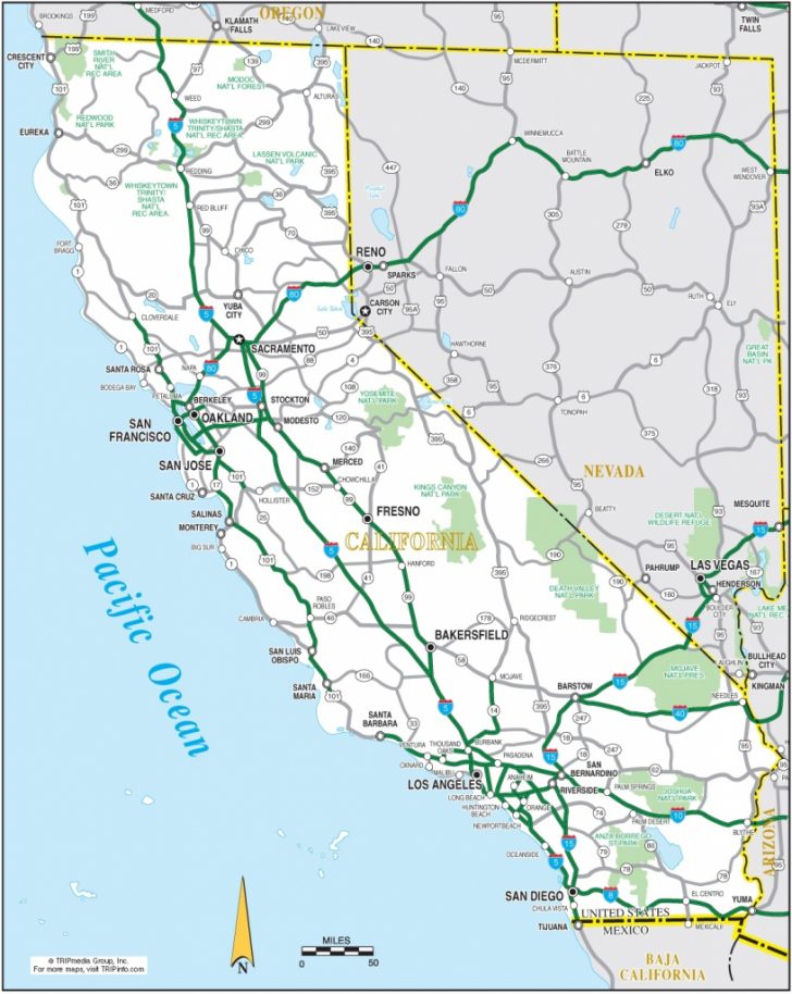 Road Map Of California And Nevada