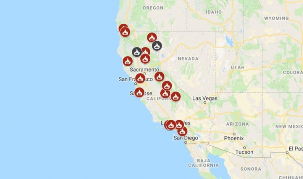 Map: See Where Wildfires Are Burning In California - Nbc Southern - California Wildfires 2017 Map