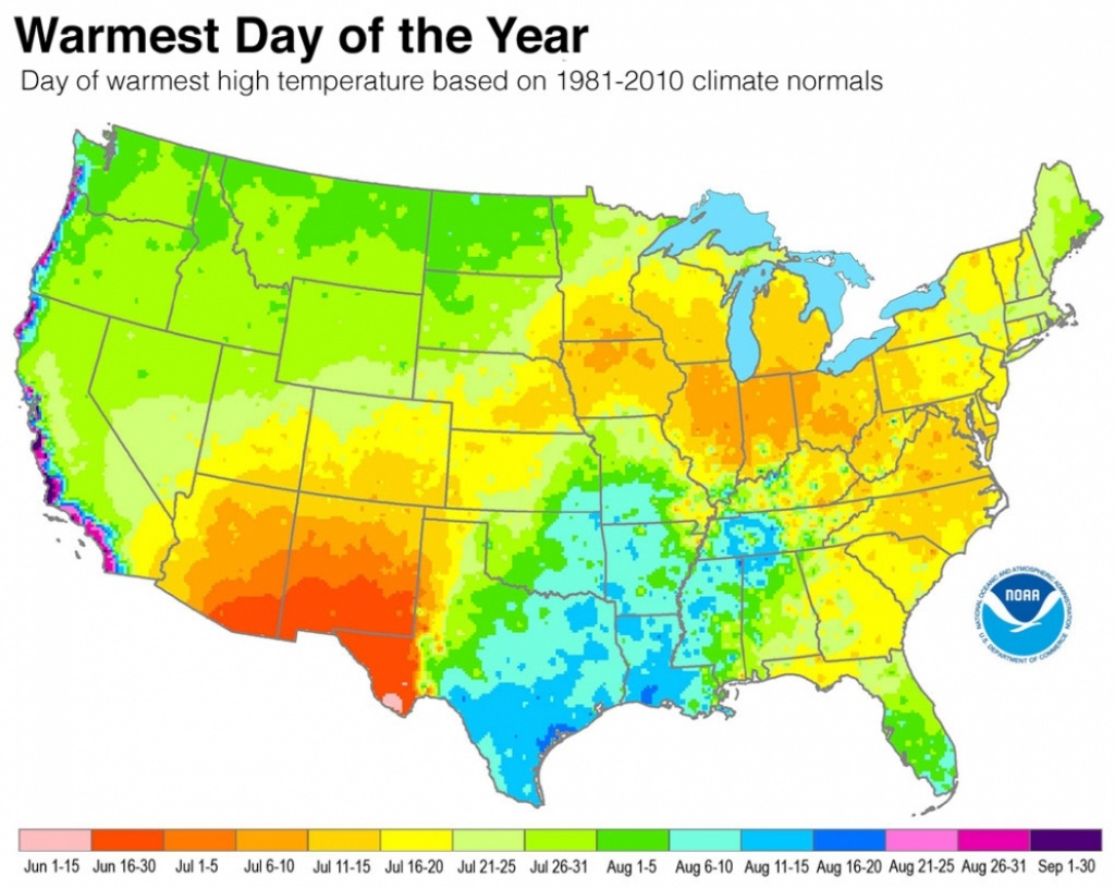Map Shows When Summer Heat Peaks In Your Town | Climate Central - California Temperature Map Today