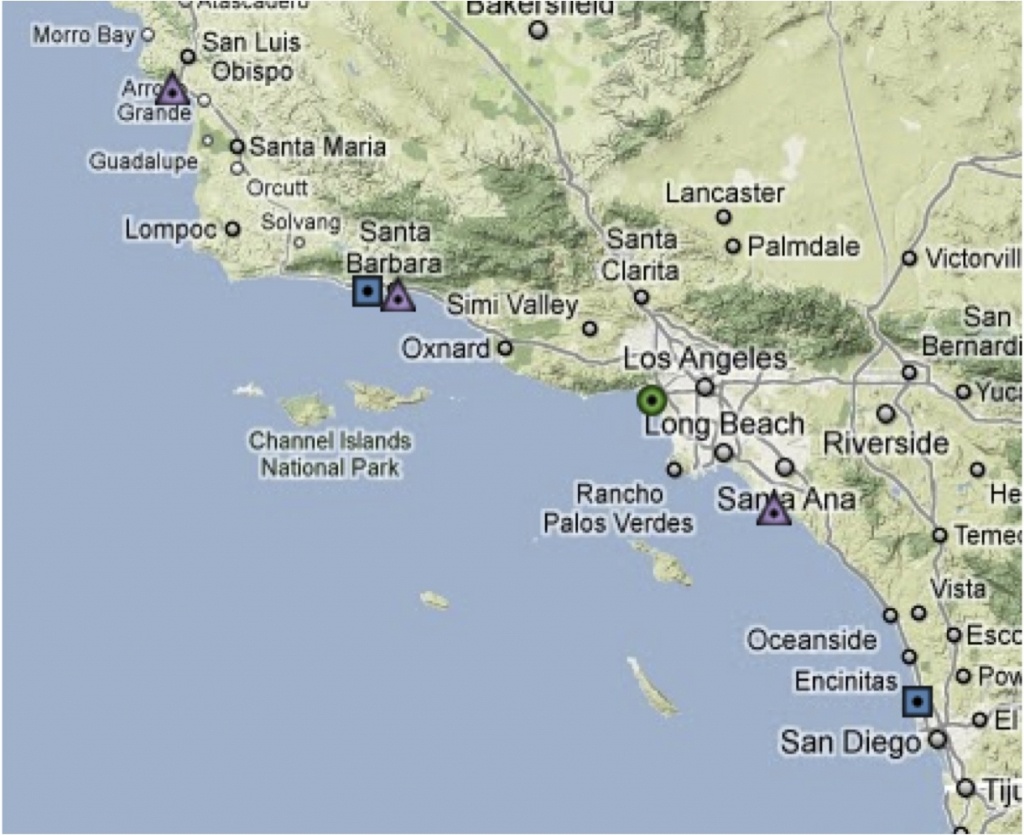Map Southern California Coast Maps Of California Map Southern For - California Beaches Map