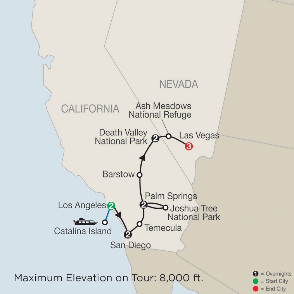 Map - Southern California With Death Valley &amp;amp; Joshua Tree National - National Parks In Southern California Map