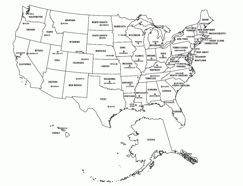 Map Usa States And Capitals And Travel Information | Download Free - States And Capitals Map Test Printable