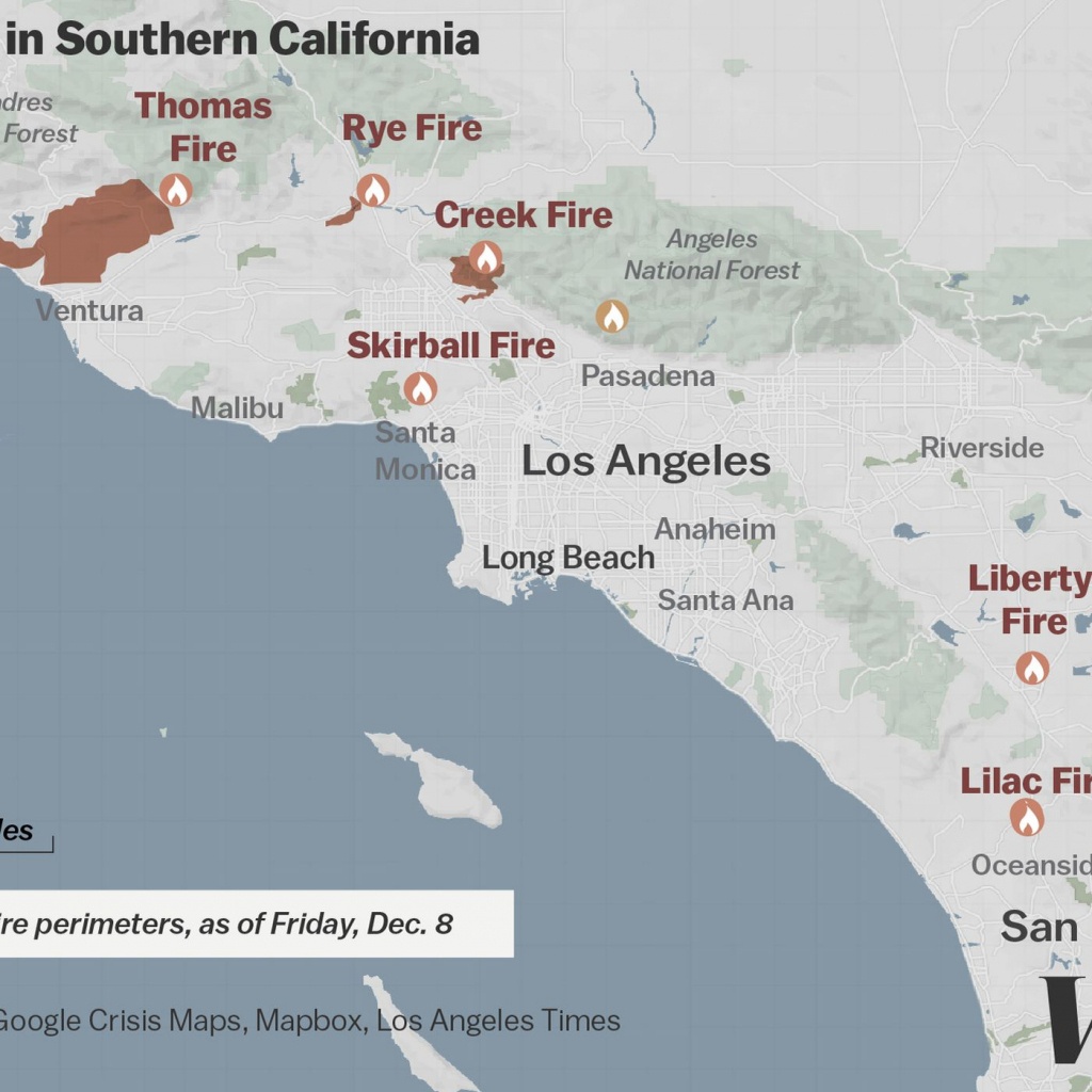 Map: Where Southern California&amp;#039;s Massive Blazes Are Burning - Vox - Map Of Malibu California Area