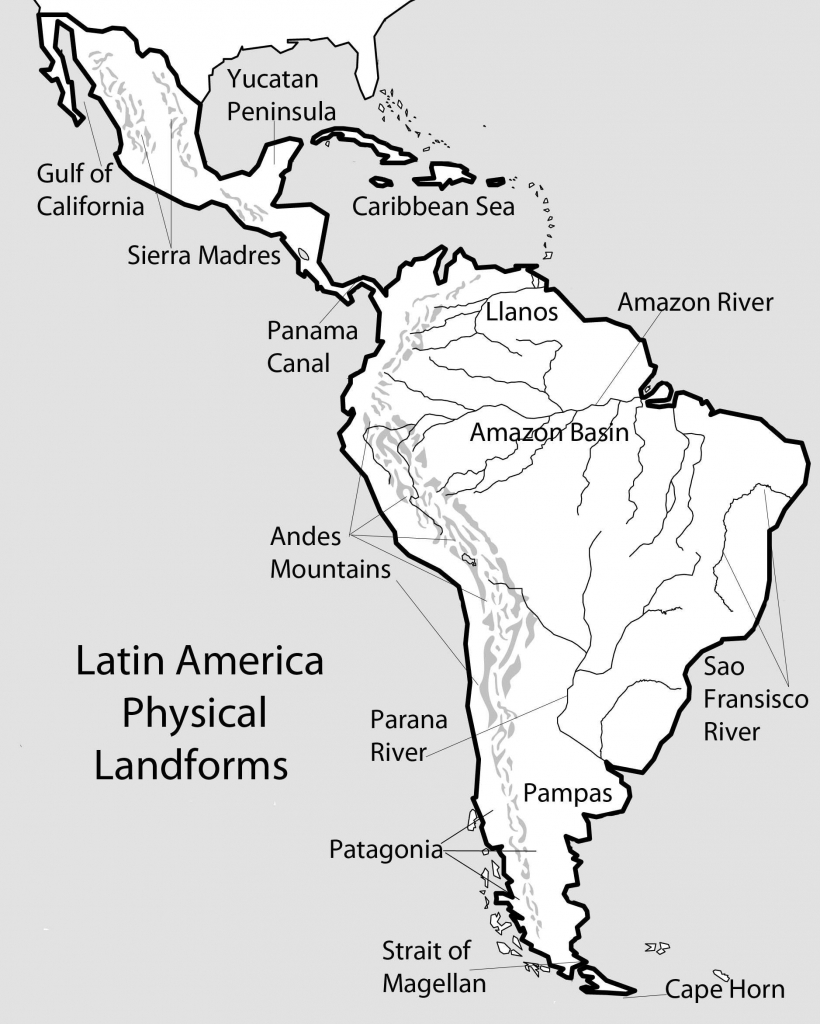 Map With Us And Latin America South America Beautiful North And - South America Physical Map Printable