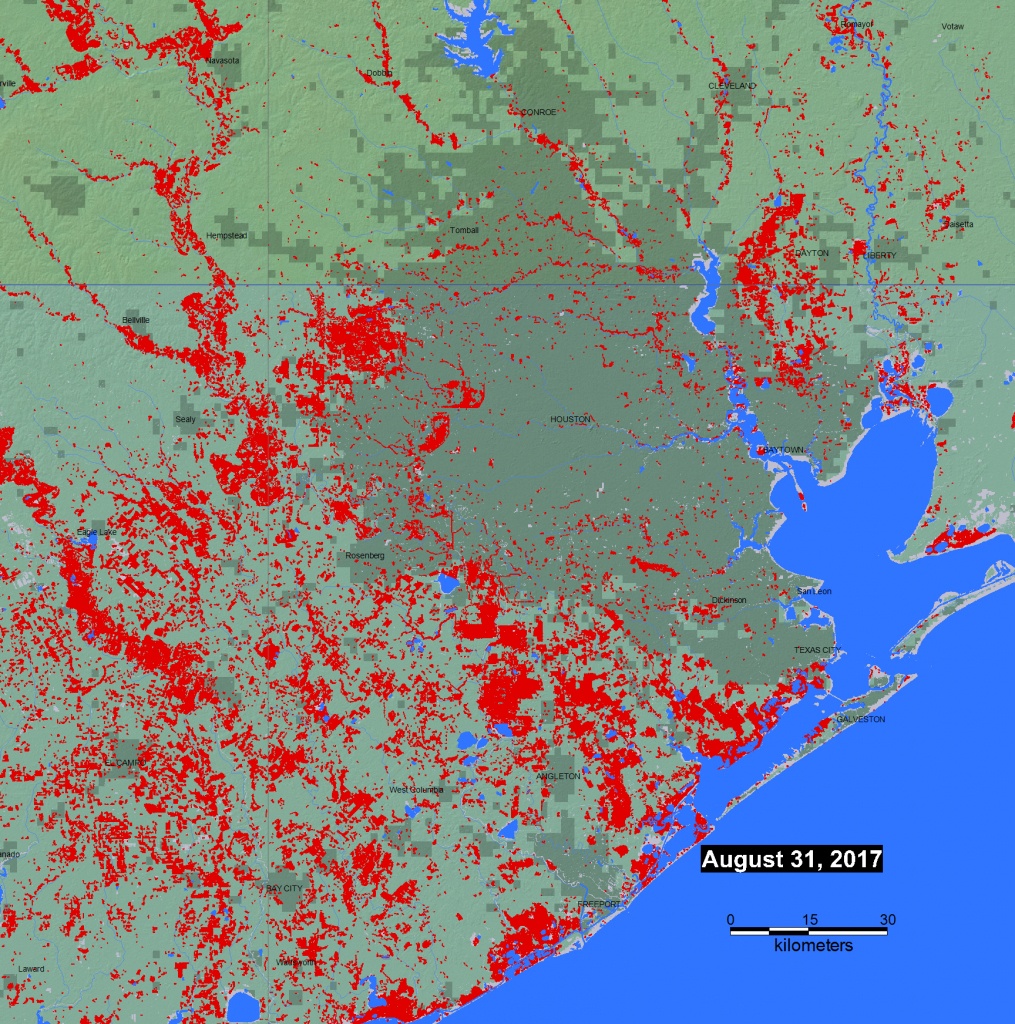 Mapped: Flooding In The Gulf Coast Via Satellite | The Kinder - Conroe Texas Flooding Map