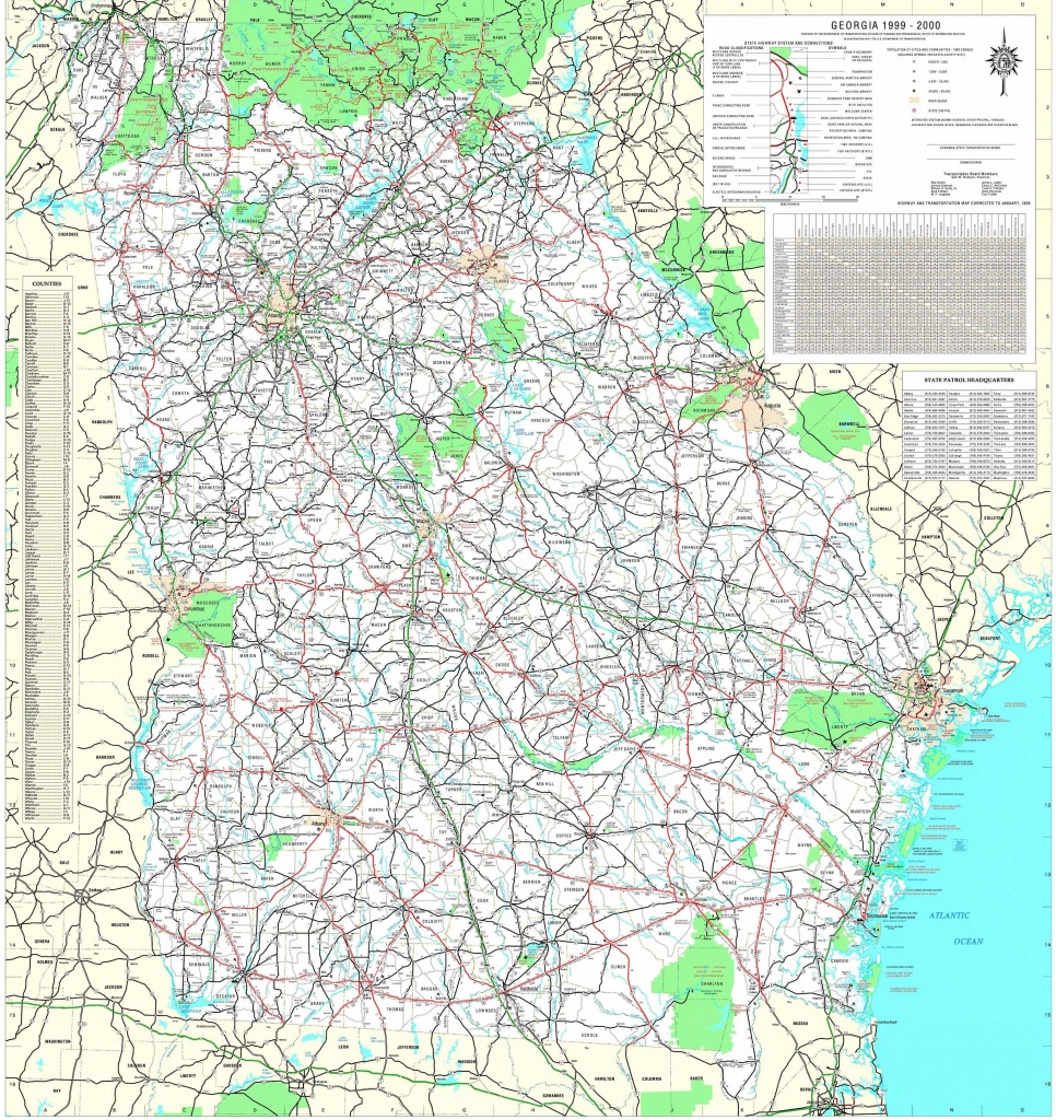 Maps - Georgia Department Of Transportation Highway Map 1999-2000 (3 - Georgia Road Map Printable