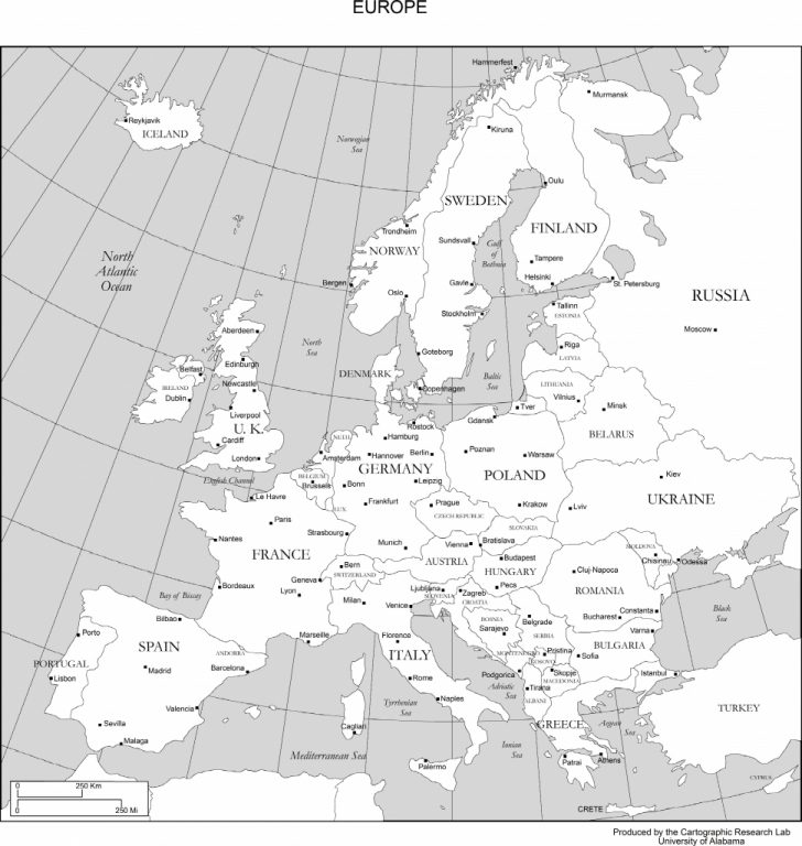 Printable Map Of Europe