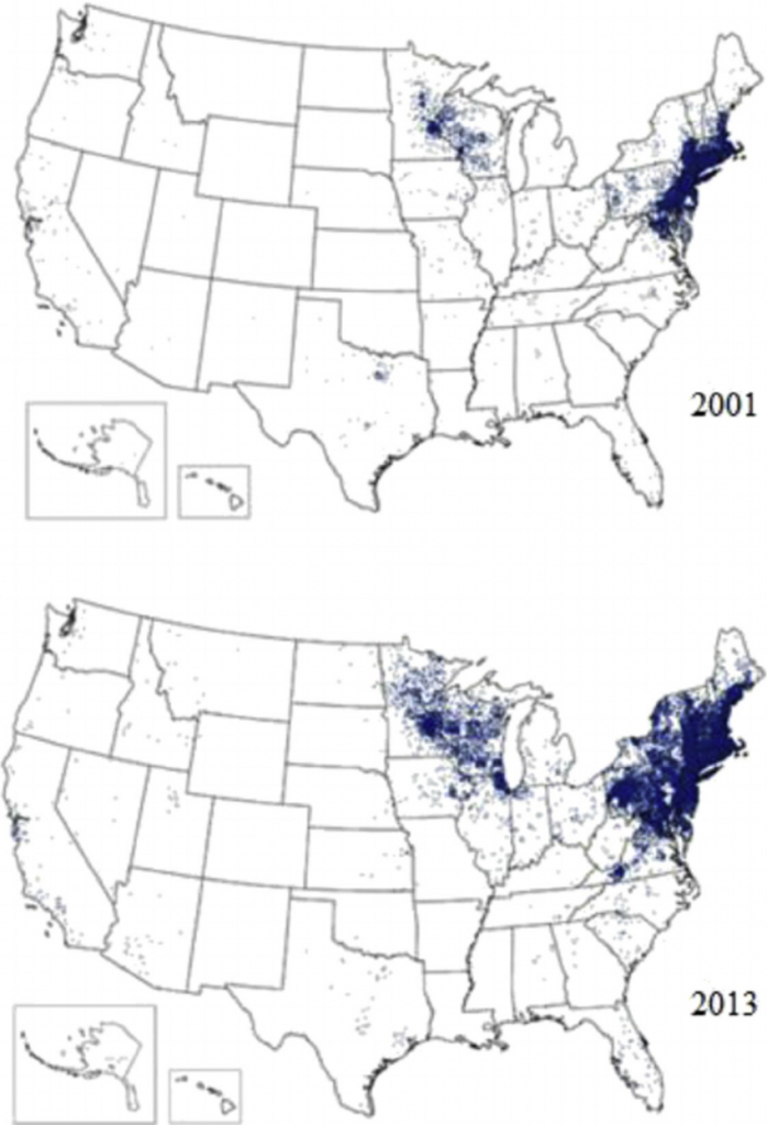 Maps Of The United States Showing The Concentration Of Reported - Lyme Disease In Florida Map