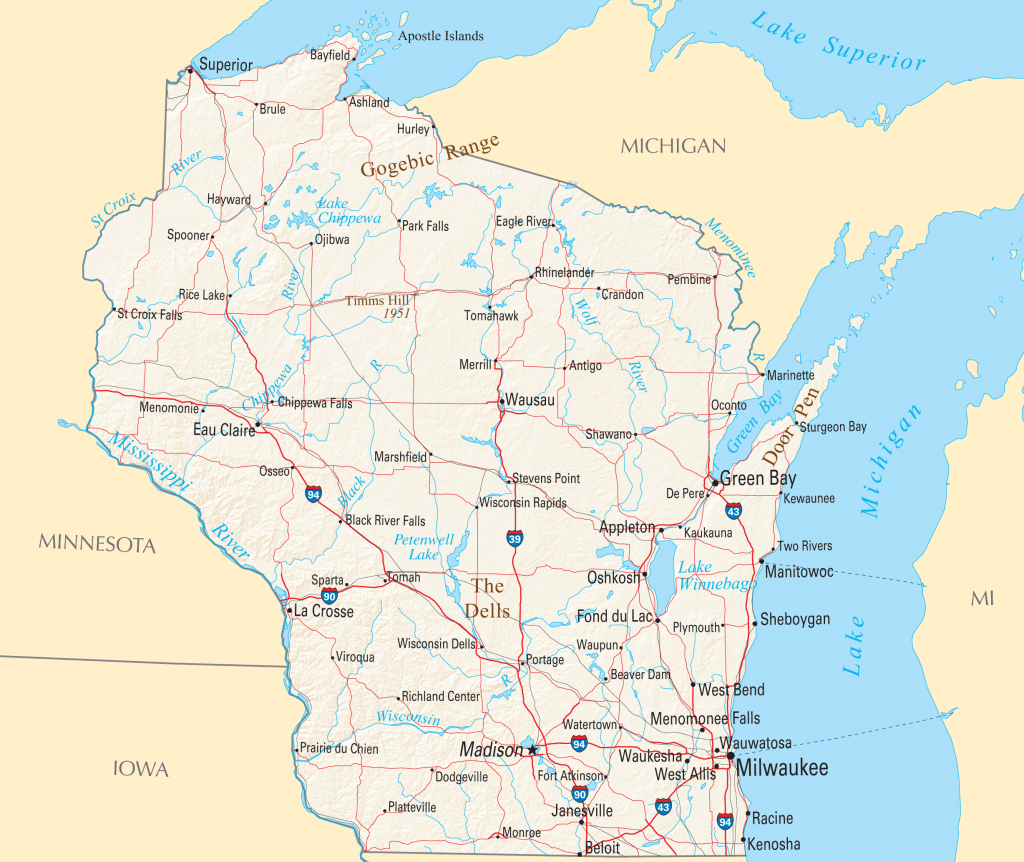 Maps Of Wisconsin Cities And Travel Information | Download Free Maps - Printable Map Of Wisconsin Cities