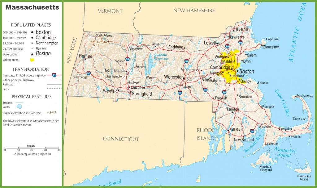 Massachusetts Highway Map - Printable Map Of Massachusetts