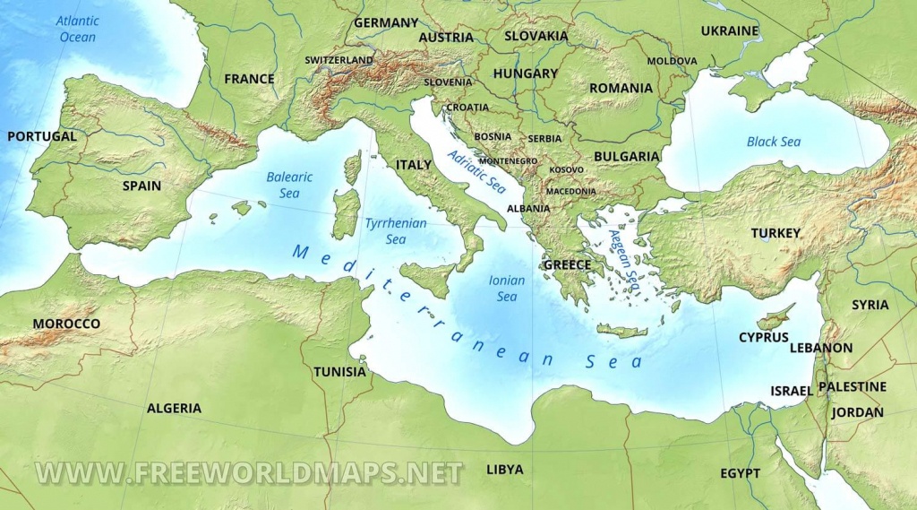 Mediterranean Map - Printable Map Of The Mediterranean Sea Area