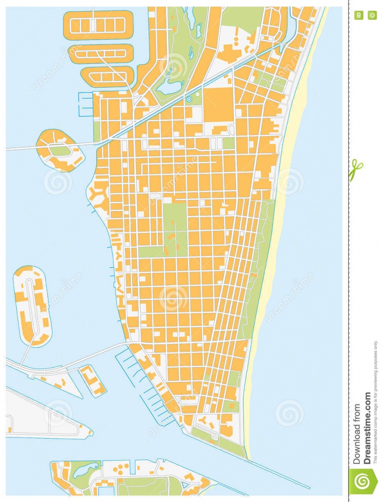 Miami-Beach Street Map, Florida Stock Illustration - Illustration Of - Map Of Miami Beach Florida