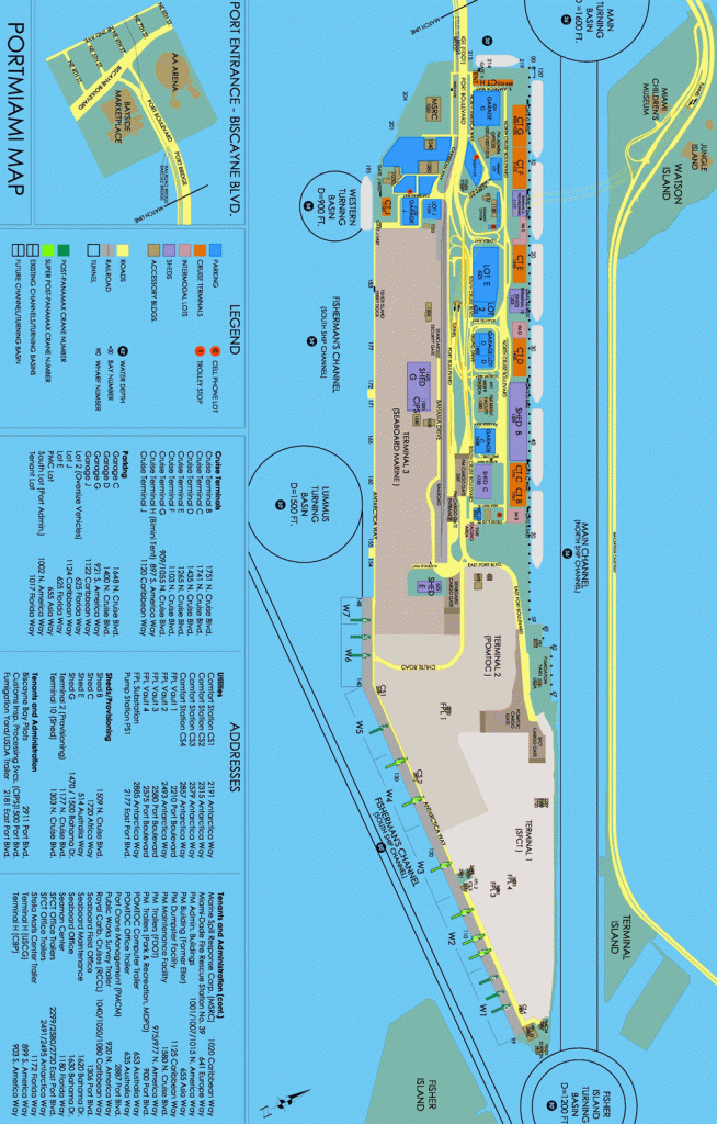 Miami (Florida) Cruise Port Map (Printable) | 35Th Birthday Road - Map Of Miami Florida Cruise Ship Terminal